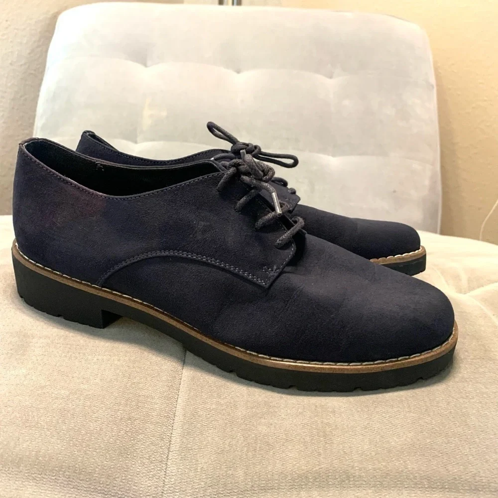 New Graceland Classic Oxford Lace Dress Shoes Faux Suede Navy Blue Size 41